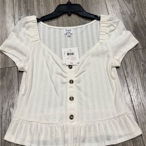 Elegant Cream Button-Front Blouse
